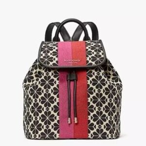 NWT *SOLD OUT* Spade Flower Jacquard Stripe Sinch Medium Flap Backpack